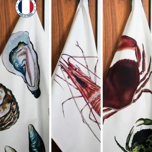 Lot de 3 Torchons 100% coton : Le plateau de fruits de mer