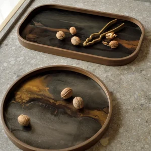 Plateau Bronze Valet Wooden Rim 30cm - Ethnicraft