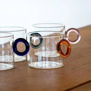 Set de 4 Tasses de Thé en Verre Anses Colorées - WD Lifestyle