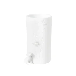 Vase en Porcelaine Blanche Chien & Papillon H.13 cm / H.17 cm - Räder