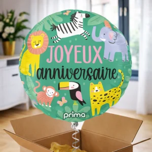 Ballon hélium "Joyeux anniversaire" jungle