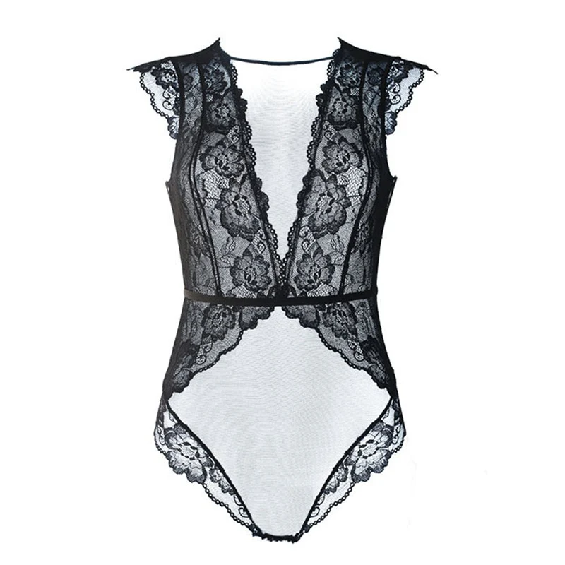 Body Dentelle Noir Décolleté Plongeant – Image 2