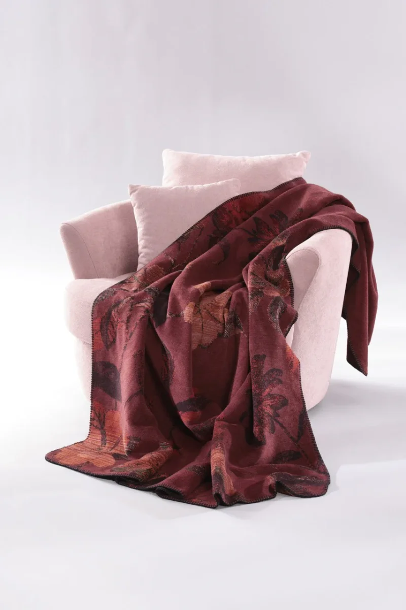 Plaid en Coton Doux Bordeaux 150x200 cm - Biederlack – Image 4