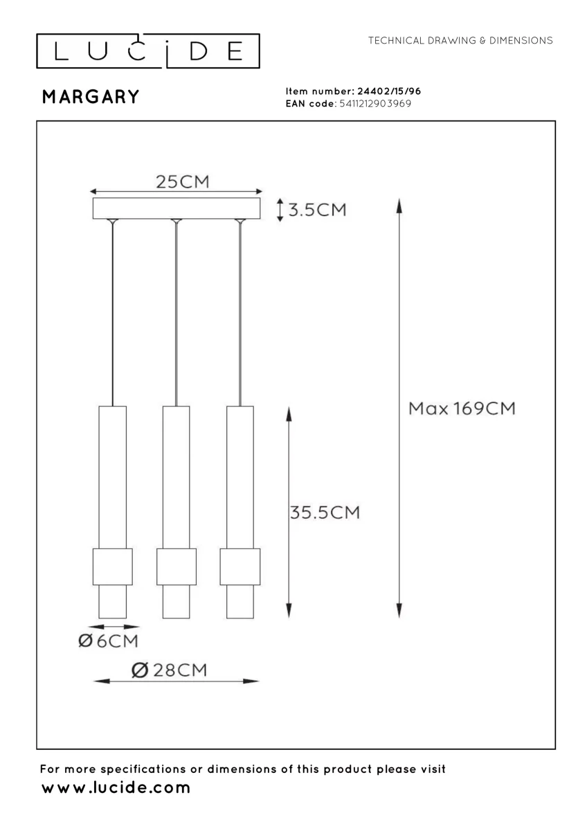 Suspension Margary D.28 cm - Lucide – Image 4